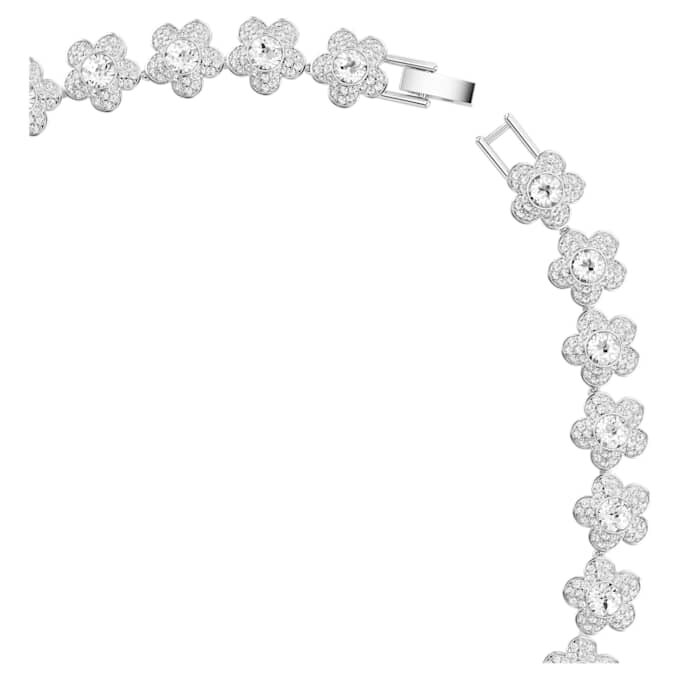 Ariana Grande X Swarovski-ketting, ronde slijpvorm, bloem, wit, gerhodineerd Ariana Grande X Swarovski-ketting, ronde slijpvorm, bloem, wit, gerhodineerd