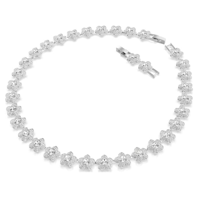 Ariana Grande X Swarovski-ketting, ronde slijpvorm, bloem, wit, gerhodineerd Ariana Grande X Swarovski-ketting, ronde slijpvorm, bloem, wit, gerhodineerd
