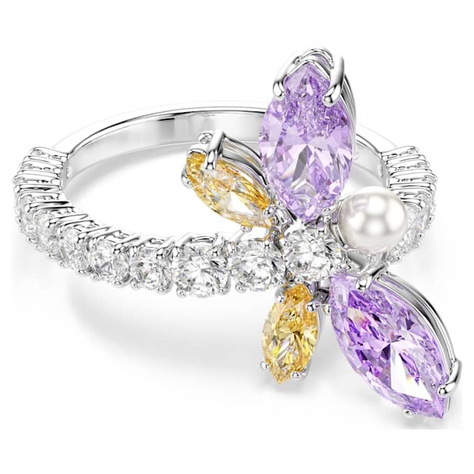 Ariana Grande X Swarovski motiering met gemengde slijpvormen, libelle, veelkleurig, gerhodineerd Ariana Grande X Swarovski motiering met gemengde slijpvormen, libelle, veelkleurig, gerhodineerd