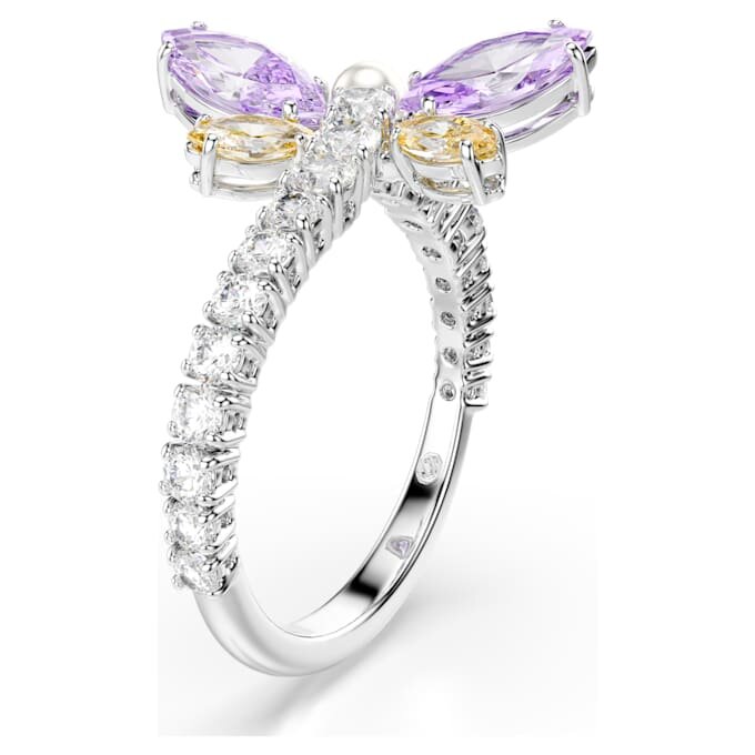 Ariana Grande X Swarovski motiering met gemengde slijpvormen, libelle, veelkleurig, gerhodineerd Ariana Grande X Swarovski motiering met gemengde slijpvormen, libelle, veelkleurig, gerhodineerd