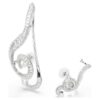 Ariana Grande X Swarovski oorbellen, asymmetrisch ontwerp, kristallen parel, baguette-slijpsel, wit, gerhodineerd Ariana Grande X Swarovski oorbellen, asymmetrisch ontwerp, kristallen parel, baguette-slijpsel, wit, gerhodineerd