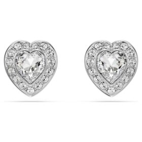 Ariana Grande X Swarovski oorbellen met gemengde slijpvormen, hart, wit, gerhodineerd
