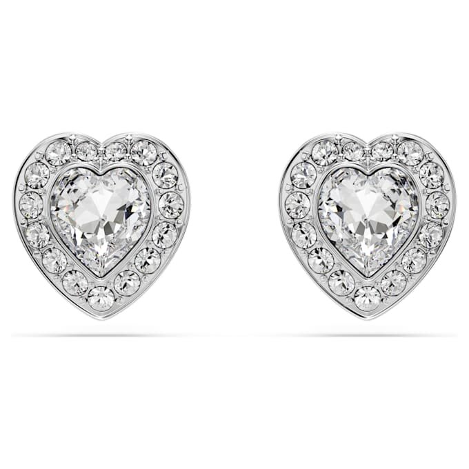 Ariana Grande X Swarovski oorbellen met gemengde slijpvormen, hart, wit, gerhodineerd Ariana Grande X Swarovski oorbellen met gemengde slijpvormen, hart, wit, gerhodineerd