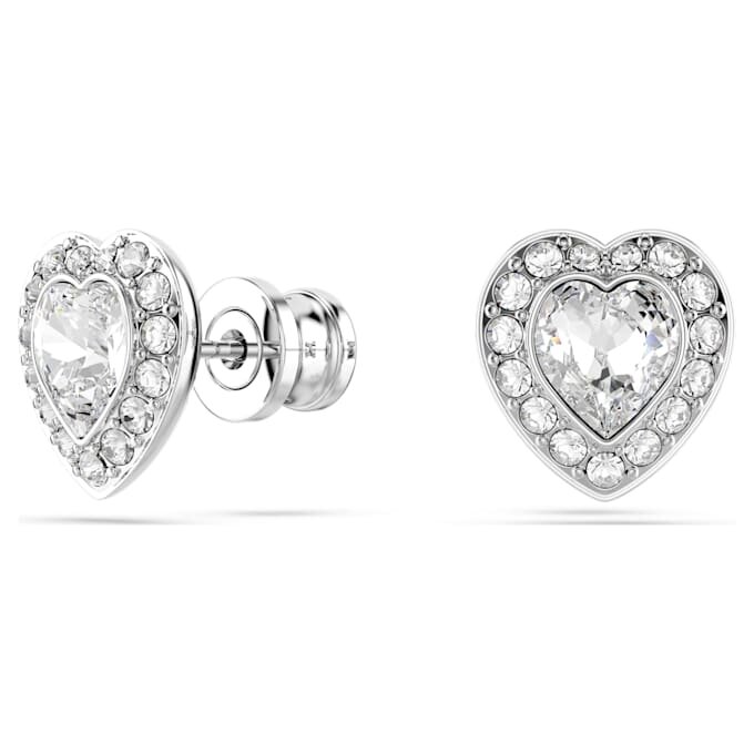 Ariana Grande X Swarovski oorbellen met gemengde slijpvormen, hart, wit, gerhodineerd Ariana Grande X Swarovski oorbellen met gemengde slijpvormen, hart, wit, gerhodineerd