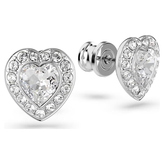 Ariana Grande X Swarovski oorbellen met gemengde slijpvormen, hart, wit, gerhodineerd Ariana Grande X Swarovski oorbellen met gemengde slijpvormen, hart, wit, gerhodineerd