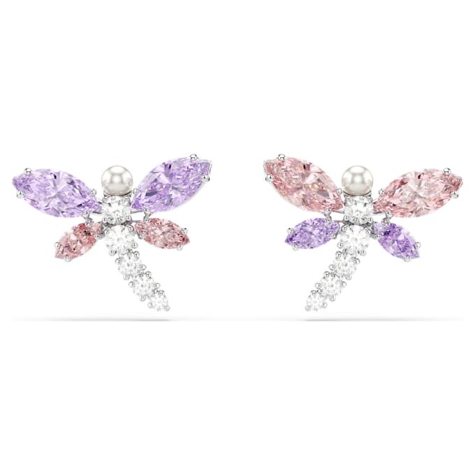 Ariana Grande X Swarovski oorbellen met gemengde slijpvormen, libelle, veelkleurig, gerhodineerd Ariana Grande X Swarovski oorbellen met gemengde slijpvormen, libelle, veelkleurig, gerhodineerd