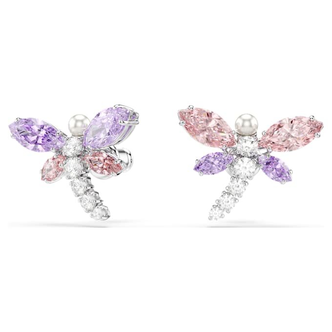 Ariana Grande X Swarovski oorbellen met gemengde slijpvormen, libelle, veelkleurig, gerhodineerd Ariana Grande X Swarovski oorbellen met gemengde slijpvormen, libelle, veelkleurig, gerhodineerd