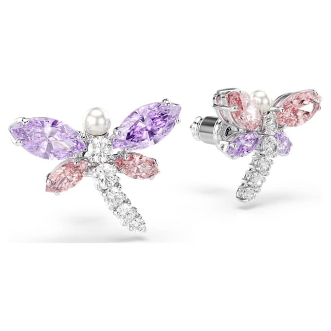 Ariana Grande X Swarovski oorbellen met gemengde slijpvormen, libelle, veelkleurig, gerhodineerd Ariana Grande X Swarovski oorbellen met gemengde slijpvormen, libelle, veelkleurig, gerhodineerd