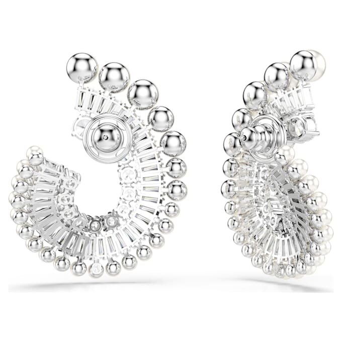Ariana Grande X Swarovski oorbellen met kristallen parel, gemengde slijpvormen, wit, gerhodineerd Ariana Grande X Swarovski oorbellen met kristallen parel, gemengde slijpvormen, wit, gerhodineerd