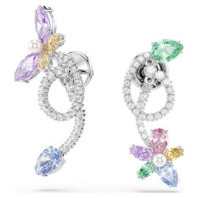 Ariana Grande X Swarovski oorbellen met oorbevestiging, gemengde slijpvormen, libelle, bloem, veelkleurig, gerhodineerd Ariana Grande X Swarovski oorbellen met oorbevestiging, gemengde slijpvormen, libelle, bloem, veelkleurig, gerhodineerd