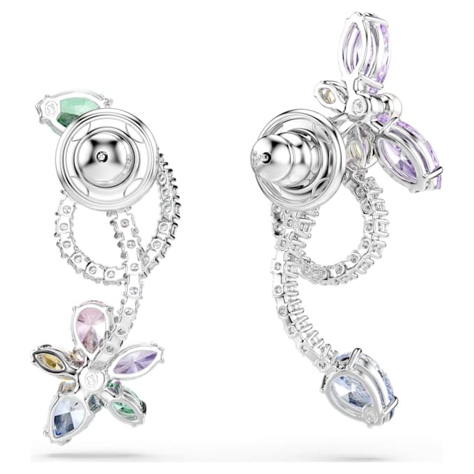 Ariana Grande X Swarovski oorbellen met oorbevestiging, gemengde slijpvormen, libelle, bloem, veelkleurig, gerhodineerd Ariana Grande X Swarovski oorbellen met oorbevestiging, gemengde slijpvormen, libelle, bloem, veelkleurig, gerhodineerd