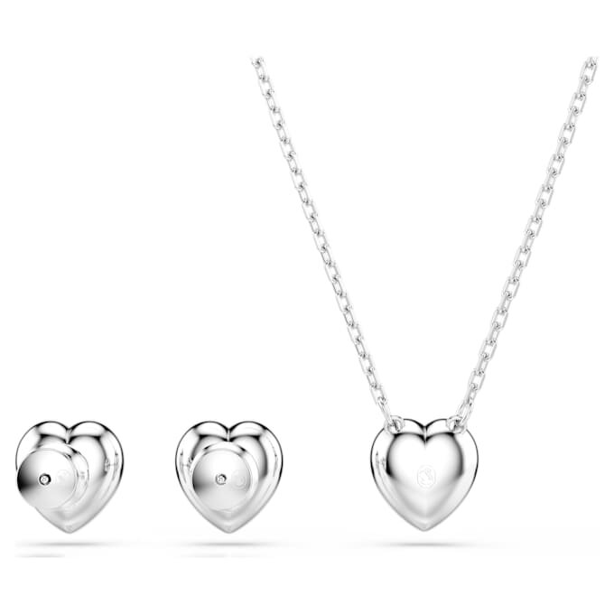 Ariana Grande X Swarovski-set met gemengde slijpvormen, hart, wit, gerhodineerd Ariana Grande X Swarovski-set met gemengde slijpvormen, hart, wit, gerhodineerd