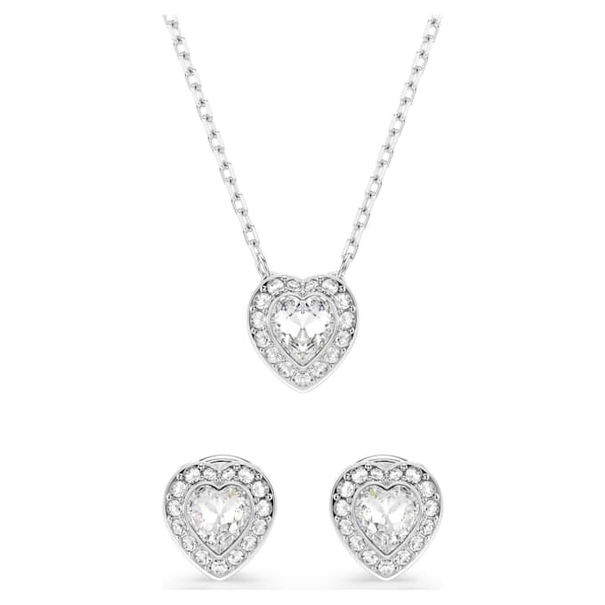 Ariana Grande X Swarovski-set met gemengde slijpvormen, hart, wit, gerhodineerd Ariana Grande X Swarovski-set met gemengde slijpvormen, hart, wit, gerhodineerd