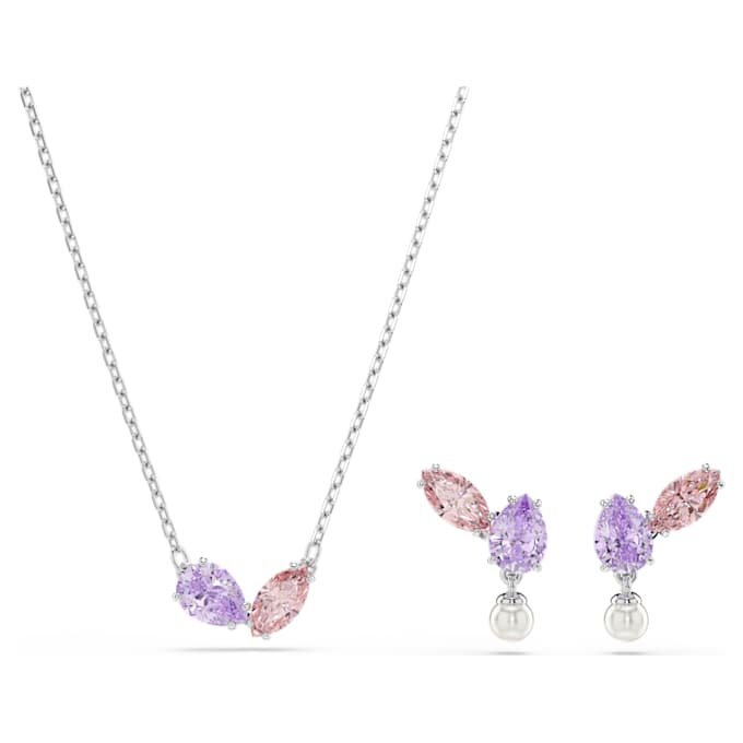 Ariana Grande X Swarovski-set met gemengde slijpvormen, veelkleurig, gerhodineerd Ariana Grande X Swarovski-set met gemengde slijpvormen, veelkleurig, gerhodineerd