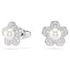 Ariana Grande X Swarovski-set met kristallen parel, ronde slijpvorm, bloem, wit, gerhodineerd Ariana Grande X Swarovski-set met kristallen parel, ronde slijpvorm, bloem, wit, gerhodineerd