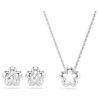 Ariana Grande X Swarovski-set met kristallen parel, ronde slijpvorm, bloem, wit, gerhodineerd Ariana Grande X Swarovski-set met kristallen parel, ronde slijpvorm, bloem, wit, gerhodineerd