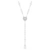 Ariana Grande X Swarovski Y-ketting met gemengde slijpvormen, kristallen parel, hartje, wit, gerhodineerd Ariana Grande X Swarovski Y-ketting met gemengde slijpvormen, kristallen parel, hartje, wit, gerhodineerd