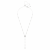 Ariana Grande X Swarovski Y-ketting met gemengde slijpvormen, kristallen parel, hartje, wit, gerhodineerd Ariana Grande X Swarovski Y-ketting met gemengde slijpvormen, kristallen parel, hartje, wit, gerhodineerd