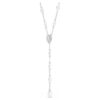 Ariana Grande X Swarovski Y-ketting met gemengde slijpvormen, kristallen parel, hartje, wit, gerhodineerd Ariana Grande X Swarovski Y-ketting met gemengde slijpvormen, kristallen parel, hartje, wit, gerhodineerd