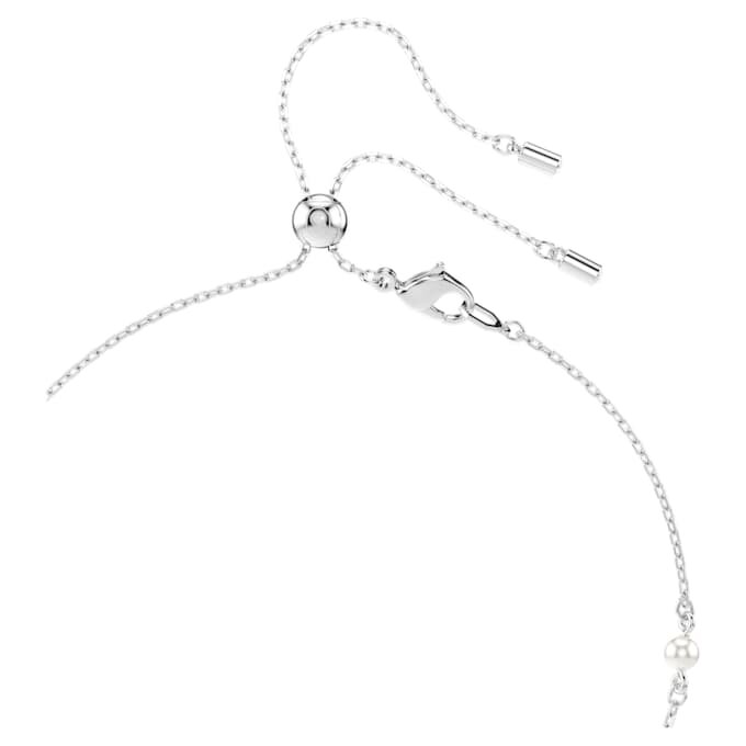 Ariana Grande X Swarovski Y-ketting met gemengde slijpvormen, kristallen parel, hartje, wit, gerhodineerd Ariana Grande X Swarovski Y-ketting met gemengde slijpvormen, kristallen parel, hartje, wit, gerhodineerd