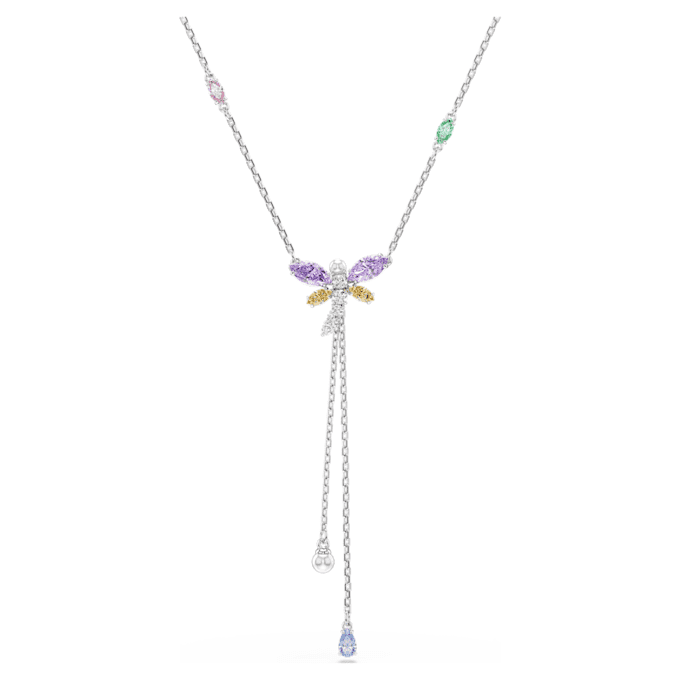 Ariana Grande X Swarovski Y-ketting met gemengde slijpvormen, libelle, veelkleurig, gerhodineerd Ariana Grande X Swarovski Y-ketting met gemengde slijpvormen, libelle, veelkleurig, gerhodineerd