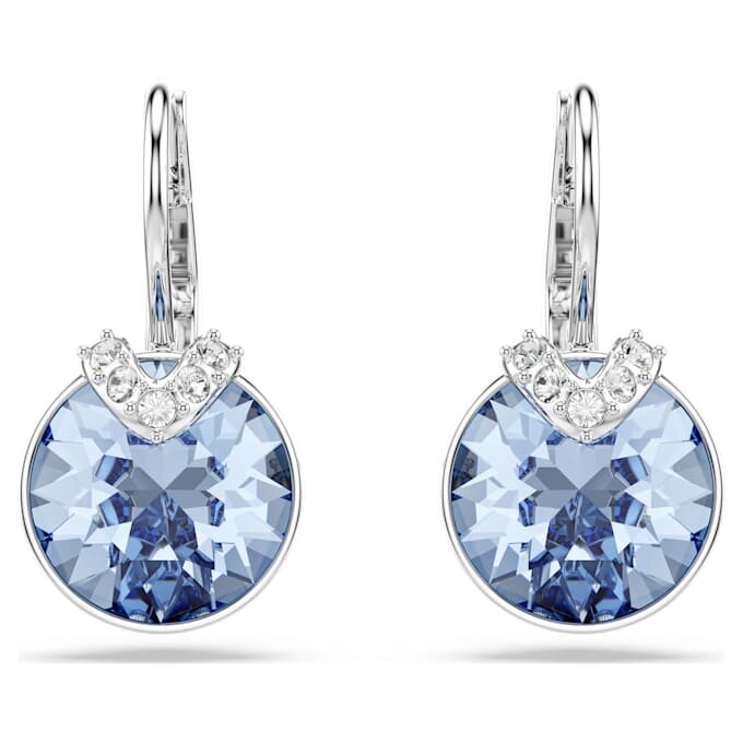 Bella V druppeloorbellen, ronde slijpvorm, blauw, gerhodineerd Bella V druppeloorbellen, ronde slijpvorm, blauw, gerhodineerd