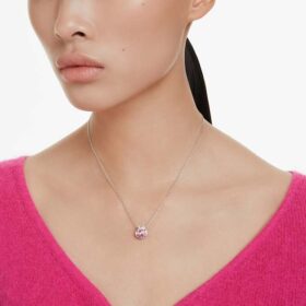 Bella V-hanger, ronde slijpvorm, roze, gerhodineerd