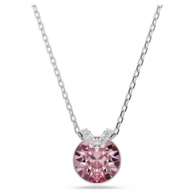 Bella V-hanger, ronde slijpvorm, roze, gerhodineerd Bella V-hanger, ronde slijpvorm, roze, gerhodineerd