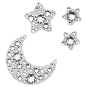 Body Jewel-set (4), maan en ster, wit