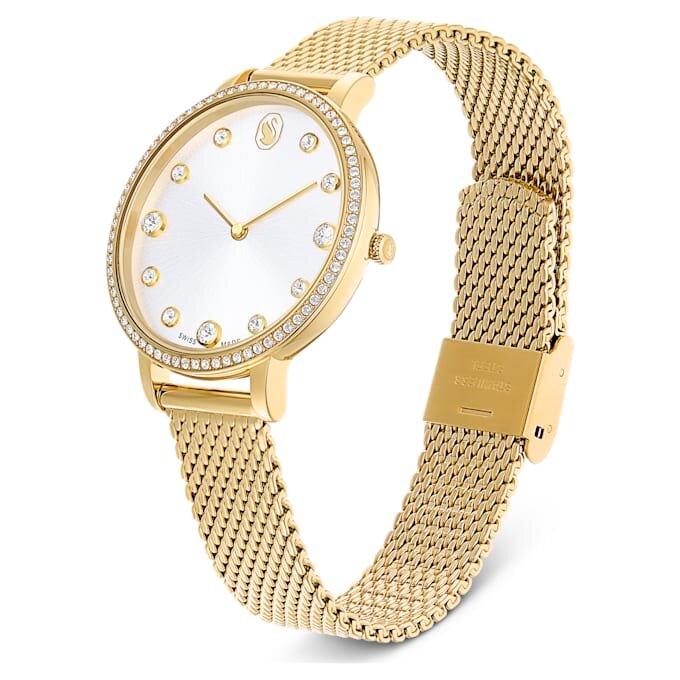 Clarica-horloge, Swiss Made, metalen armband, goudkleurig, goudkleurige afwerking Clarica-horloge, Swiss Made, metalen armband, goudkleurig, goudkleurige afwerking