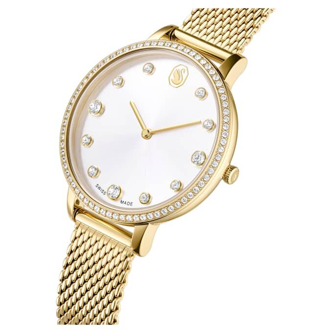 Clarica-horloge, Swiss Made, metalen armband, goudkleurig, goudkleurige afwerking Clarica-horloge, Swiss Made, metalen armband, goudkleurig, goudkleurige afwerking