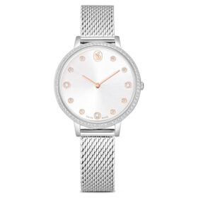 Clarica-horloge, Swiss Made, metalen armband, zilverkleurig, roestvrij staal