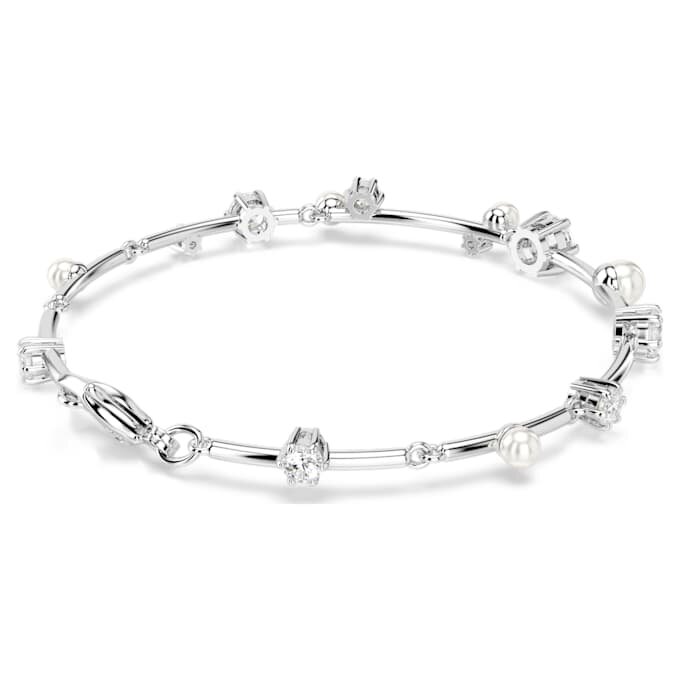 Constella-armband met kristallen parels, ronde slijpvormen, wit, gerhodineerd Constella-armband met kristallen parels, ronde slijpvormen, wit, gerhodineerd