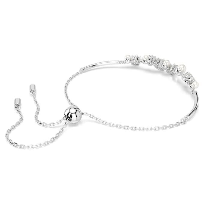 Constella-armband met kristallen parels, ronde slijpvormen, wit, gerhodineerd Constella-armband met kristallen parels, ronde slijpvormen, wit, gerhodineerd
