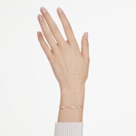 Constella-armband met kristallen parels, ronde slijpvormen, wit, roségoudkleurig verguld