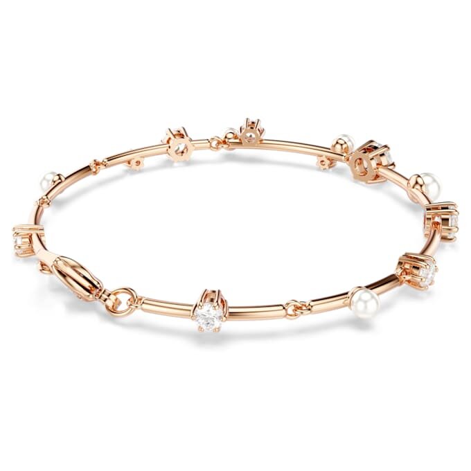 Constella-armband met kristallen parels, ronde slijpvormen, wit, roségoudkleurig verguld Constella-armband met kristallen parels, ronde slijpvormen, wit, roségoudkleurig verguld