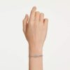 Constella-armband met ronde slijpvorm, dansende steen, wit, gerhodineerd