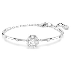 Constella-armband met ronde slijpvorm, dansende steen, wit, gerhodineerd