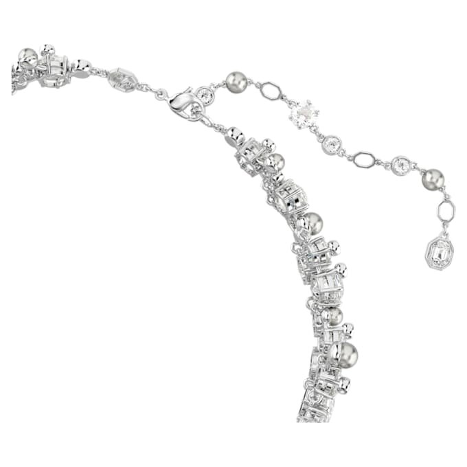 Constella-choker met kristallen parel, ronde slijpvorm, wit, gerhodineerd Constella-choker met kristallen parel, ronde slijpvorm, wit, gerhodineerd