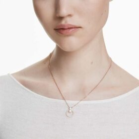 Constella-hanger met pavé, ronde slijpvorm, wit, roségoudkleurig verguld
