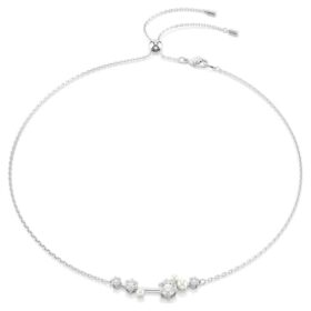 Constella-ketting Crystal Pearl, ronde slijpvormen, wit, gerhodineerd