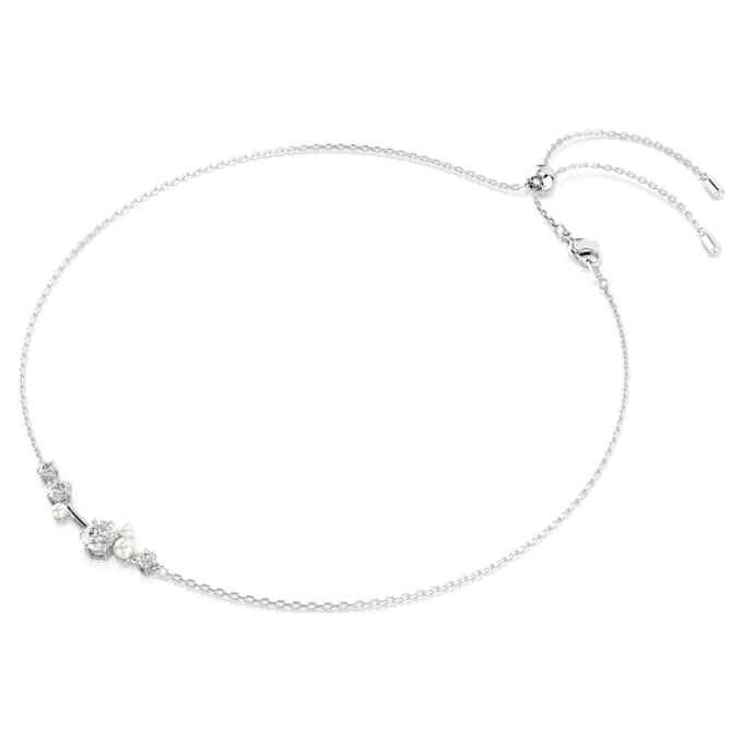Constella-ketting Crystal Pearl, ronde slijpvormen, wit, gerhodineerd Constella-ketting Crystal Pearl, ronde slijpvormen, wit, gerhodineerd