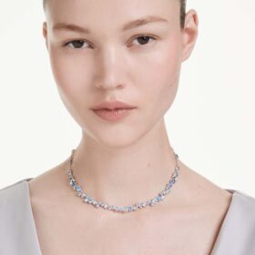 Constella-ketting met gemengde slijpvormen, blauw, gerhodineerd