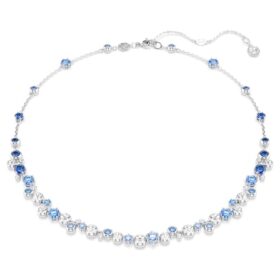 Constella-ketting met gemengde slijpvormen, blauw, gerhodineerd