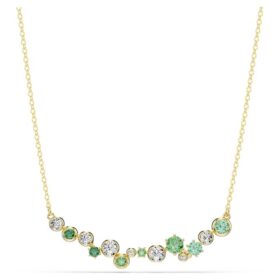 Constella-ketting met gemengde slijpvormen, groen, goudkleurig verguld