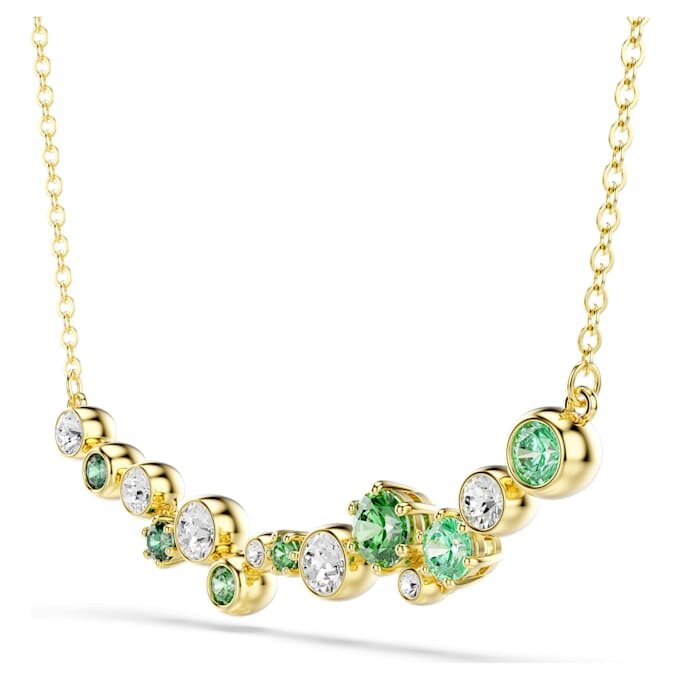 Constella-ketting met gemengde slijpvormen, groen, goudkleurig verguld Constella-ketting met gemengde slijpvormen, groen, goudkleurig verguld