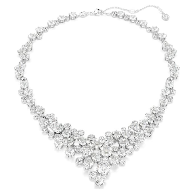Constella-ketting met gemengde slijpvormen, sluiting, wit, gerhodineerd Constella-ketting met gemengde slijpvormen, sluiting, wit, gerhodineerd