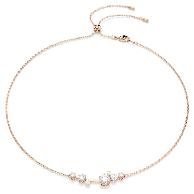 Constella-ketting met kristallen parels, ronde slijpvormen, wit, roségoudkleurig verguld Constella-ketting met kristallen parels, ronde slijpvormen, wit, roségoudkleurig verguld