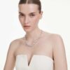 Constella-ketting met ronde slijpvorm, wit, gerhodineerd