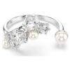 Constella open ring met kristallen parel, ronde slijpvormen, wit, gerhodineerd Constella open ring met kristallen parel, ronde slijpvormen, wit, gerhodineerd